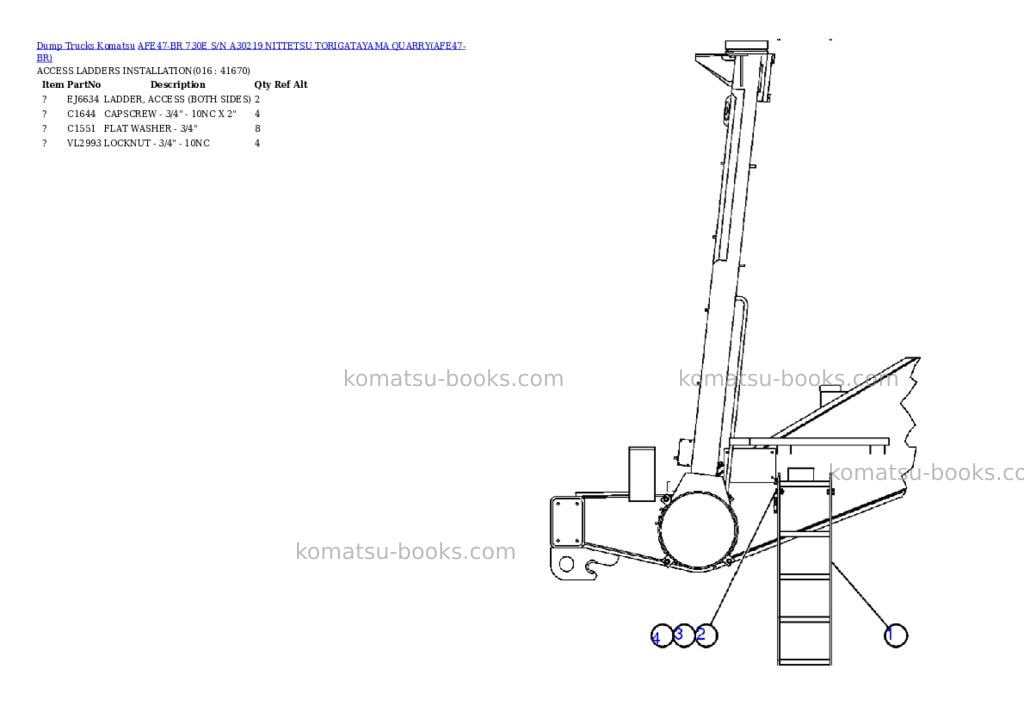 Komatsu afe47-br 730e s/n a30219 nittetsu torigatayama quarry Parts catalog cover Page 7 Komatsu afe47-br 730e s/n a30219 nittetsu torigatayama quarry Parts catalog cover Page 7