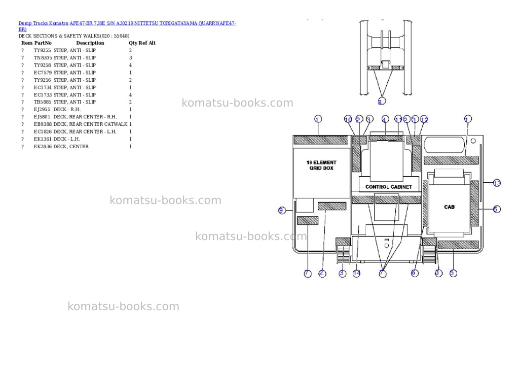 Komatsu afe47-br 730e s/n a30219 nittetsu torigatayama quarry Parts catalog cover Page 9 Komatsu afe47-br 730e s/n a30219 nittetsu torigatayama quarry Parts catalog cover Page 9