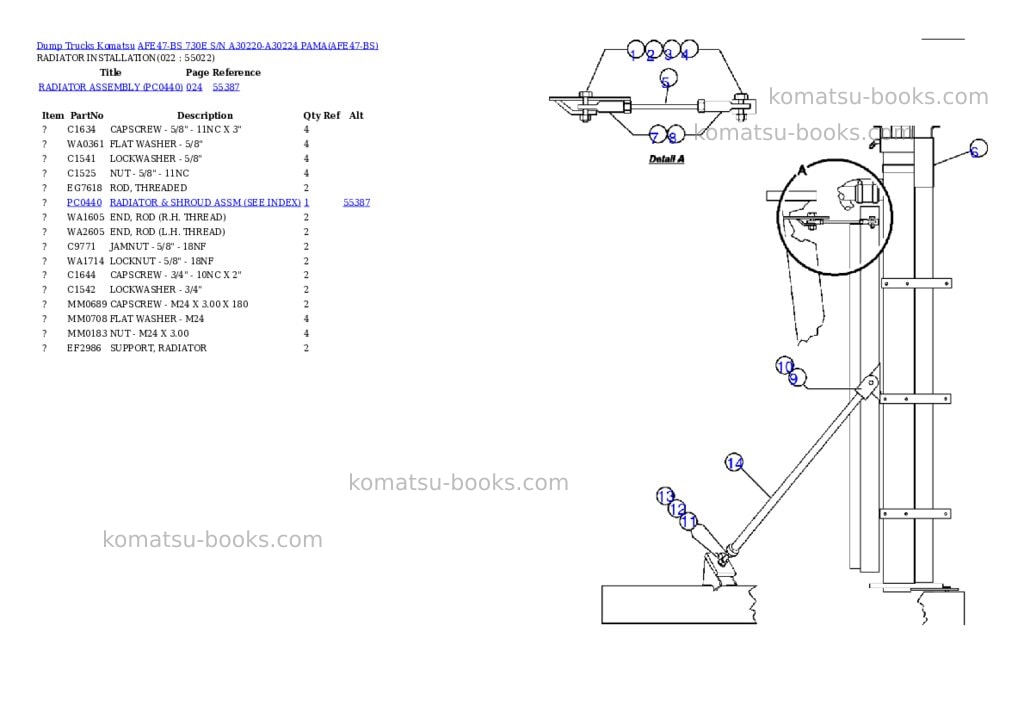 Komatsu afe47-bs 730e s/n a30220-a30224 pama Parts catalog cover Page 10