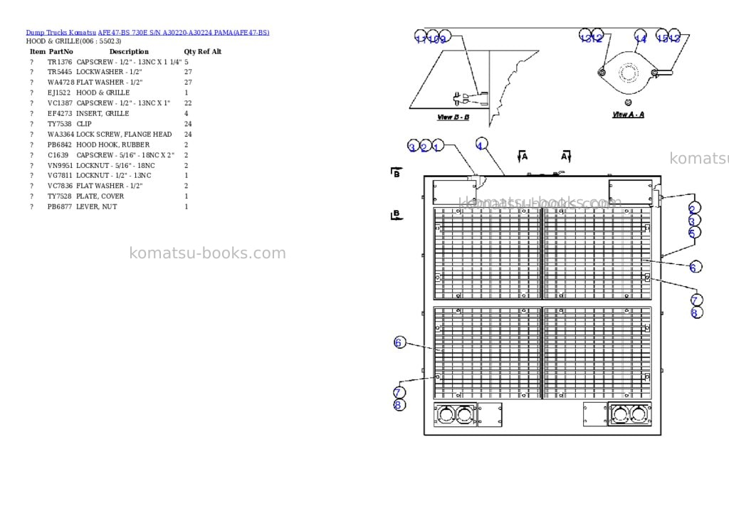 Komatsu afe47-bs 730e s/n a30220-a30224 pama Parts catalog cover Page 3
