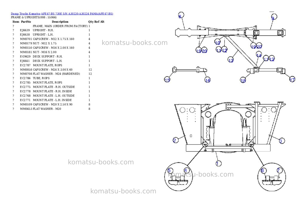 Komatsu afe47-bs 730e s/n a30220-a30224 pama Parts catalog cover Page 4