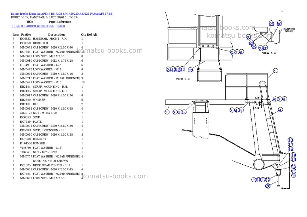 Komatsu afe47-bs 730e s/n a30220-a30224 pama Parts catalog cover Page 5