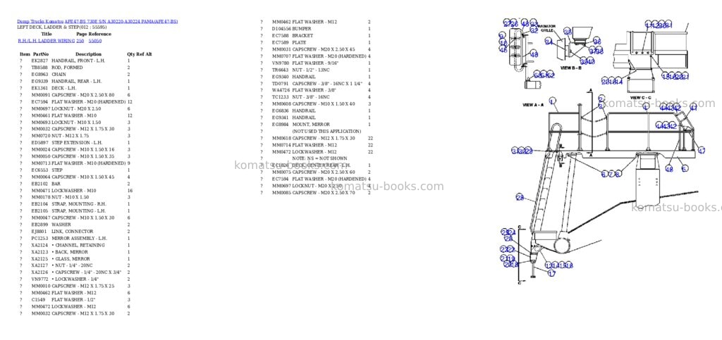 Komatsu afe47-bs 730e s/n a30220-a30224 pama Parts catalog cover Page 6