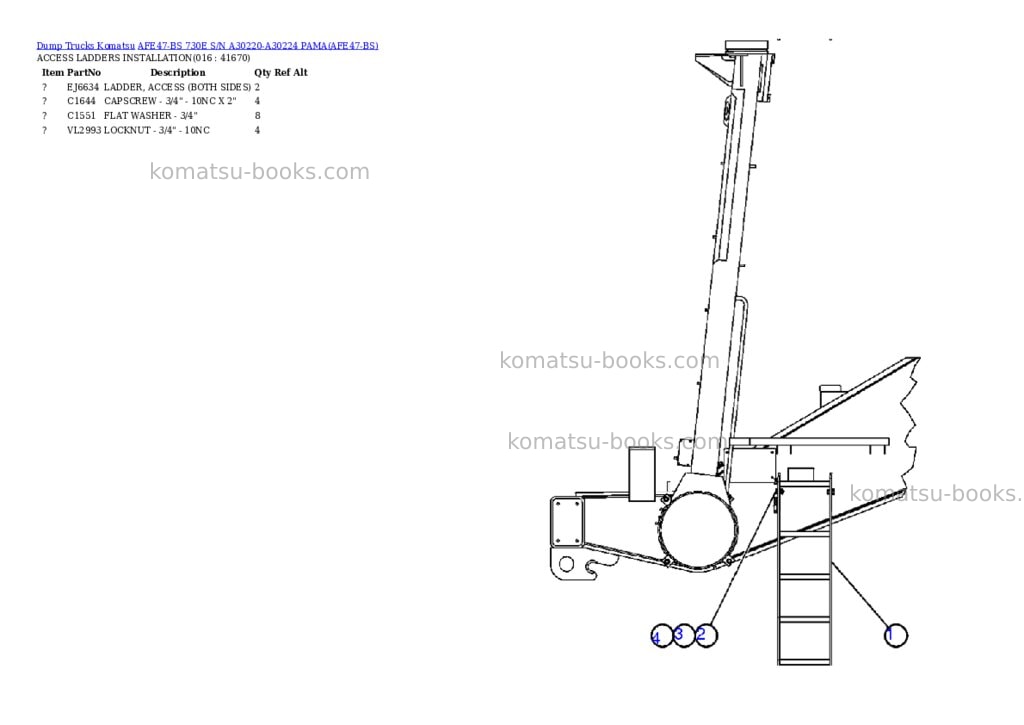 Komatsu afe47-bs 730e s/n a30220-a30224 pama Parts catalog cover Page 7