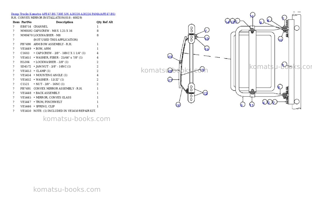 Komatsu afe47-bs 730e s/n a30220-a30224 pama Parts catalog cover Page 8