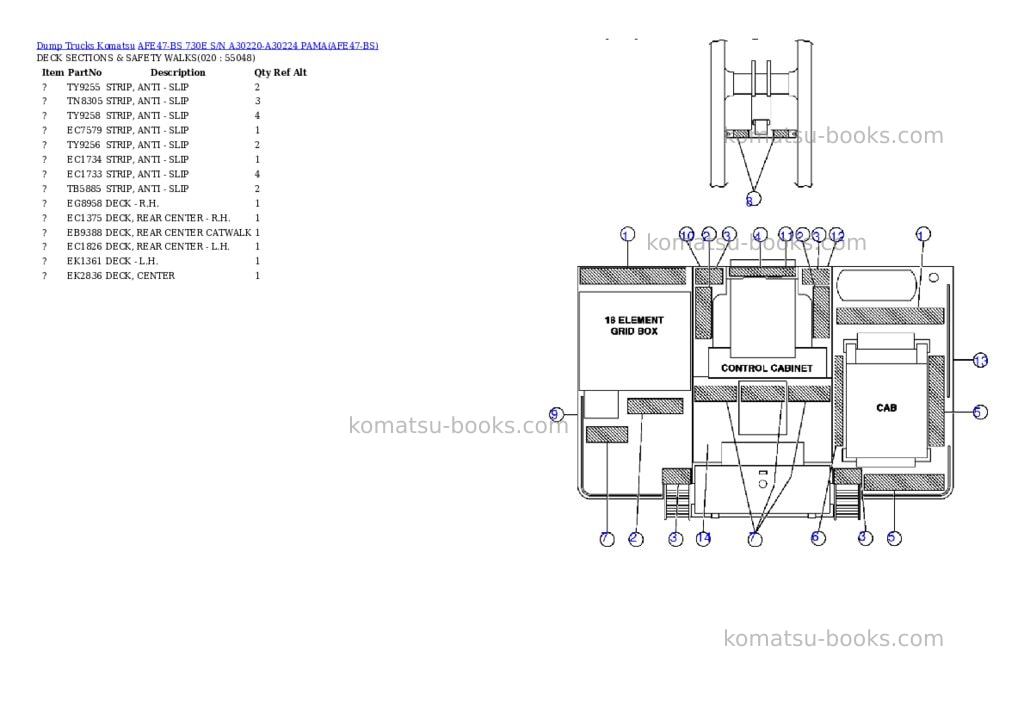 Komatsu afe47-bs 730e s/n a30220-a30224 pama Parts catalog cover Page 9