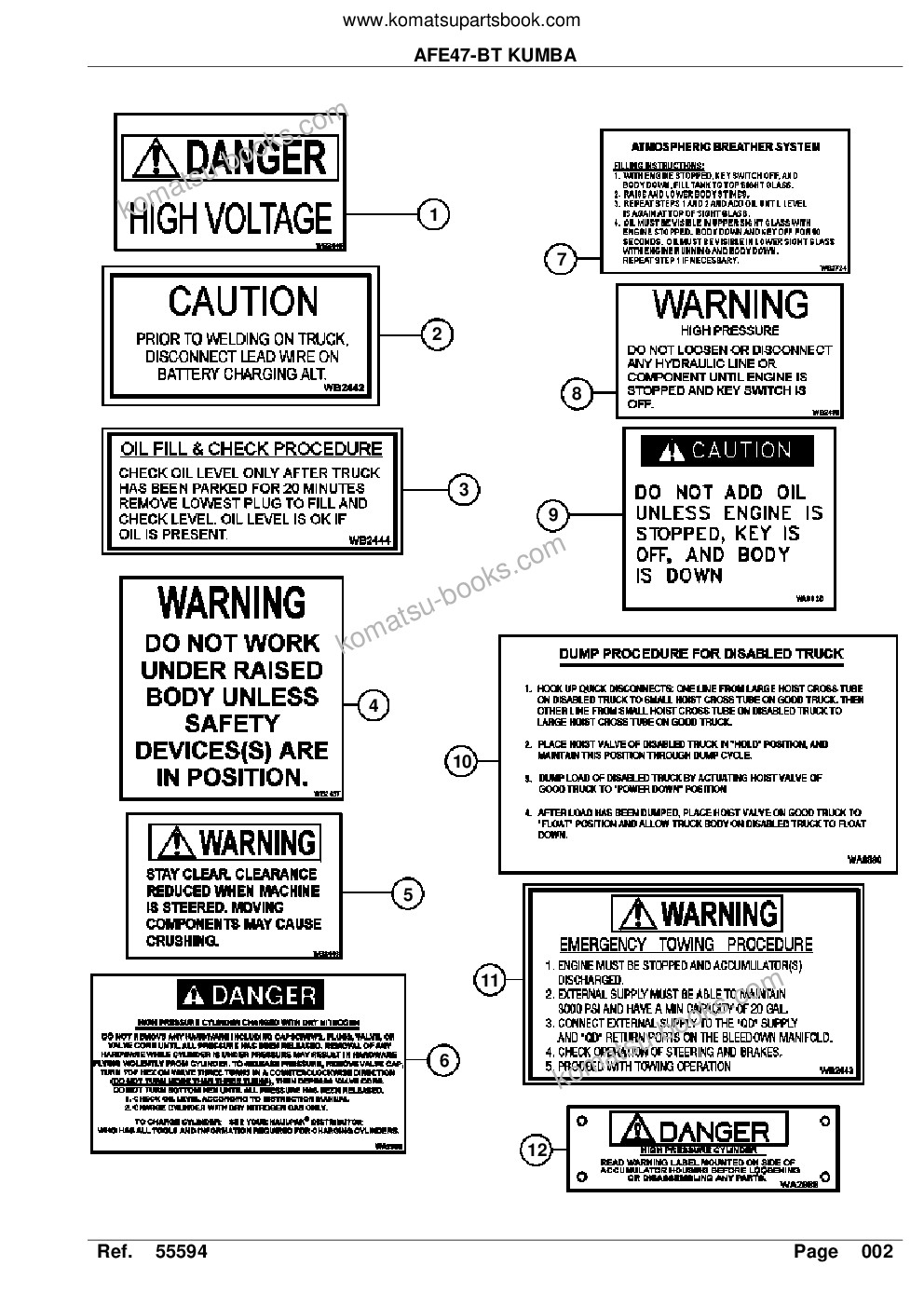 Komatsu afe47-bt 730e kumba a30225 - a30226 Catalogue de pièces couverture Page 4