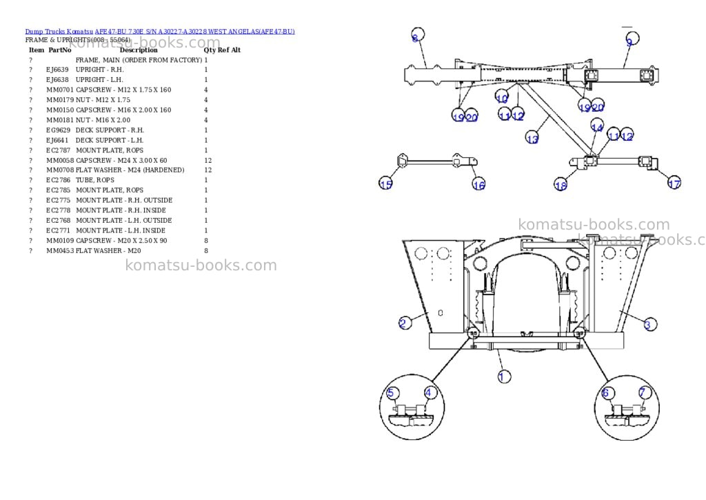Komatsu afe47-bu 730e s/n a30227-a30228 west angelas Parts catalog cover Page 4