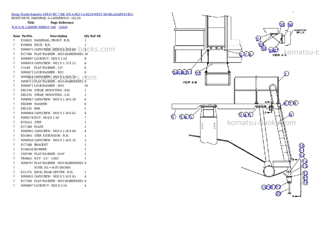 Komatsu afe47-bu 730e s/n a30227-a30228 west angelas Parts catalog cover Page 5