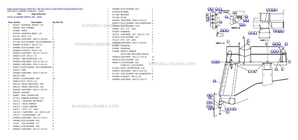 Komatsu afe47-bu 730e s/n a30227-a30228 west angelas Parts catalog cover Page 6