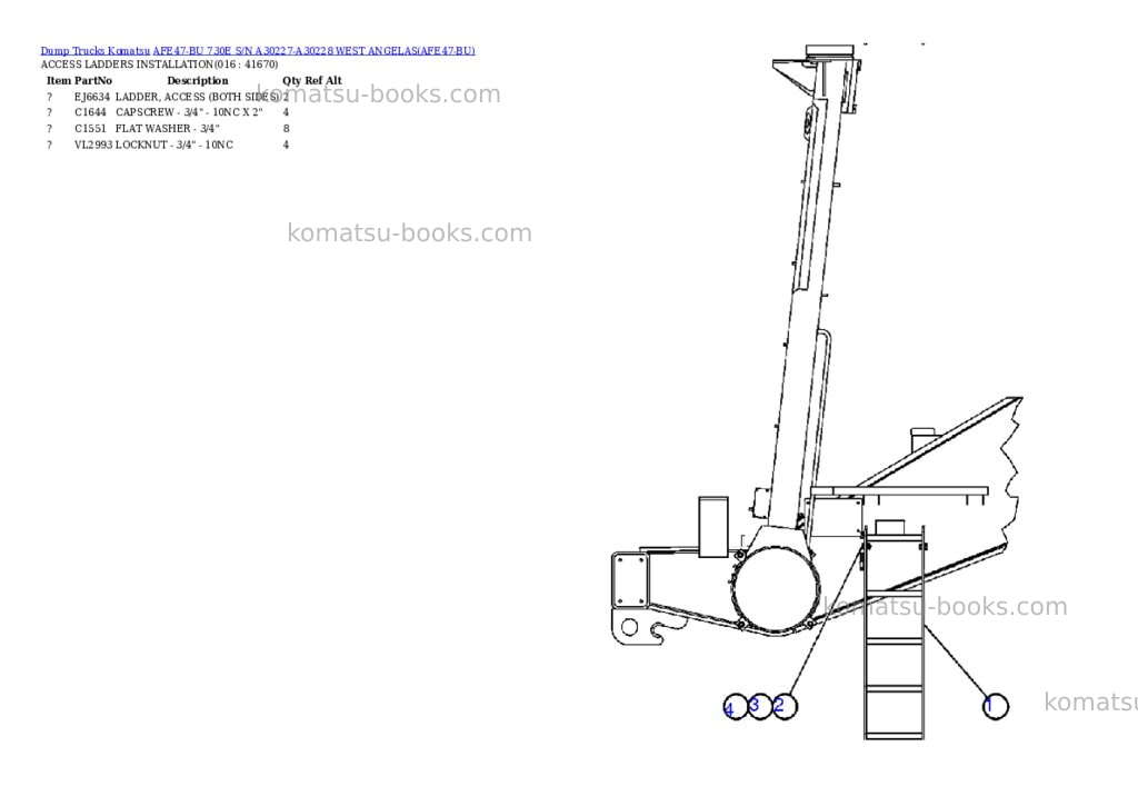 Komatsu afe47-bu 730e s/n a30227-a30228 west angelas Parts catalog cover Page 7