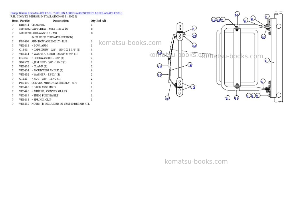 Komatsu afe47-bu 730e s/n a30227-a30228 west angelas Parts catalog cover Page 8