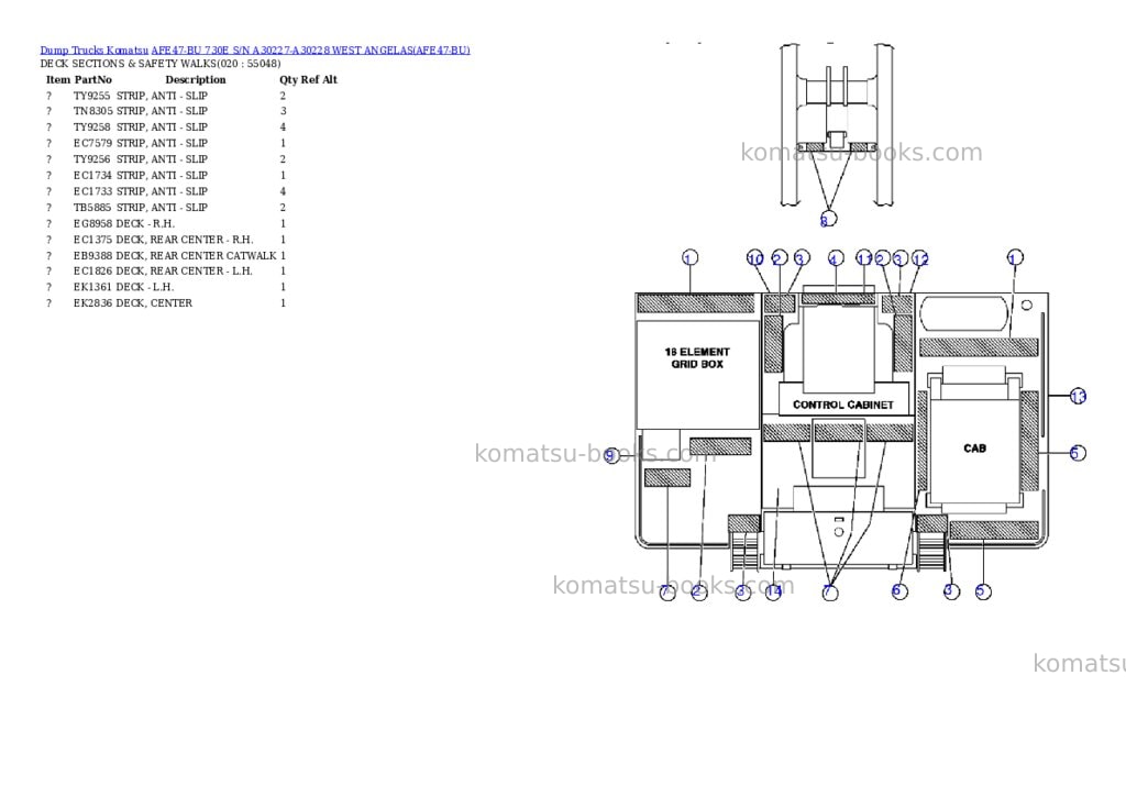 Komatsu afe47-bu 730e s/n a30227-a30228 west angelas Parts catalog cover Page 9