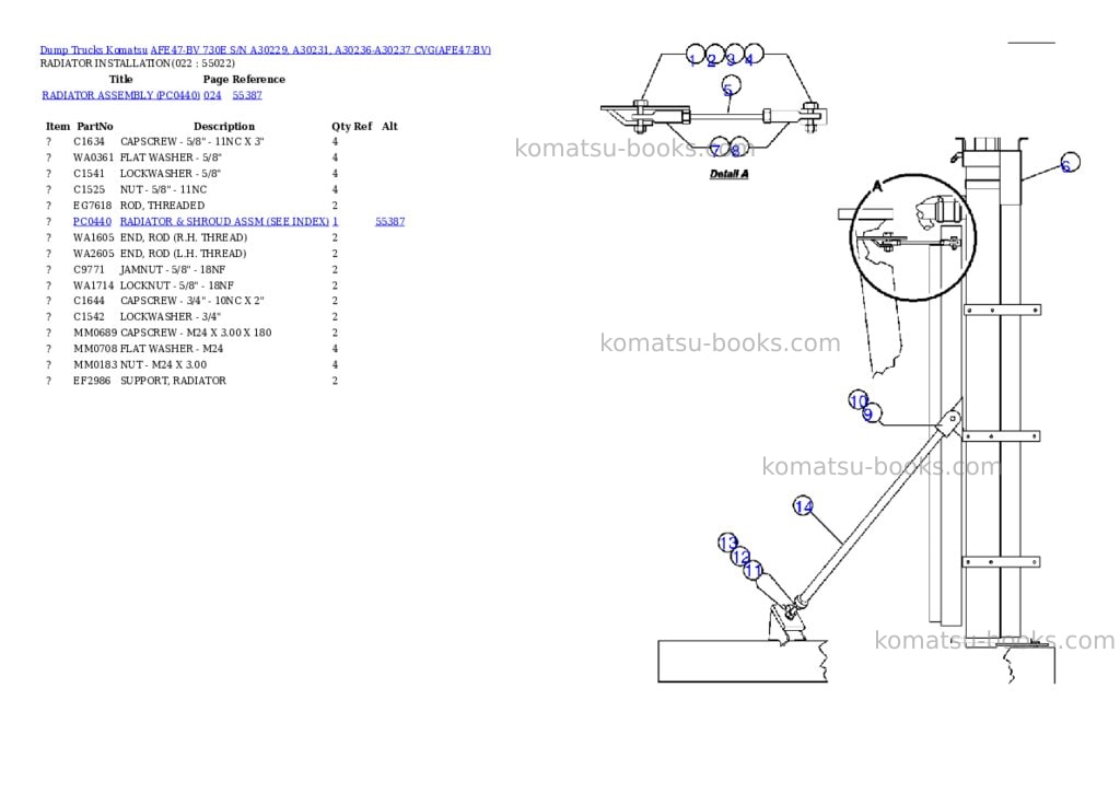 Komatsu afe47-bv 730e s/n a30229, a30231, a30236-a30237 cvg Parts catalog cover Page 10