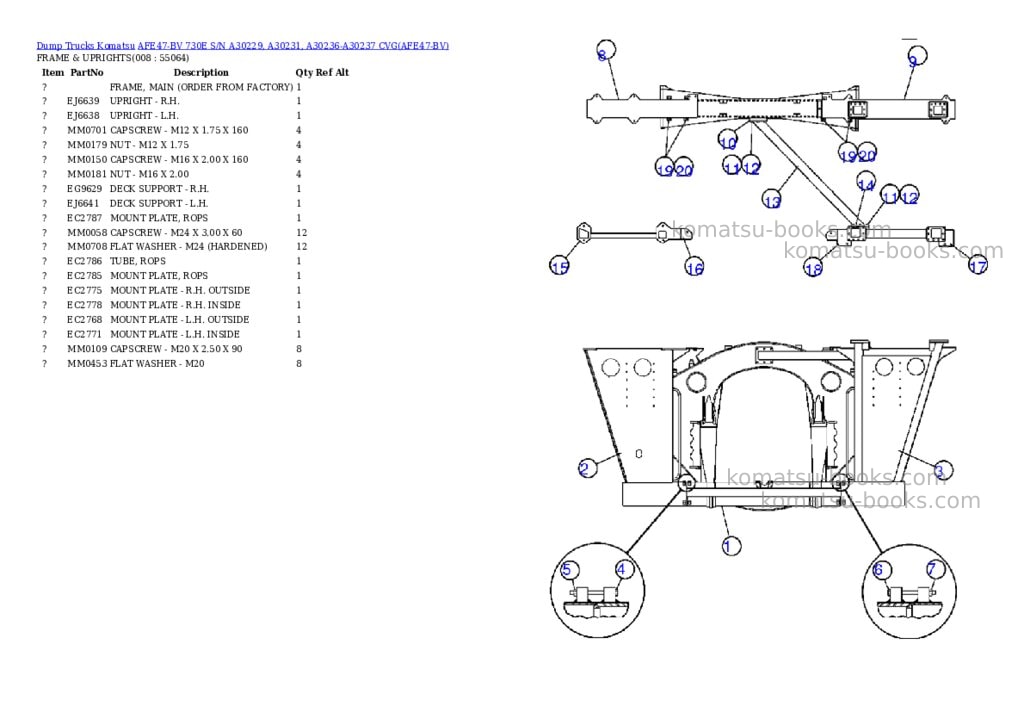 Komatsu afe47-bv 730e s/n a30229, a30231, a30236-a30237 cvg Parts catalog cover Page 4