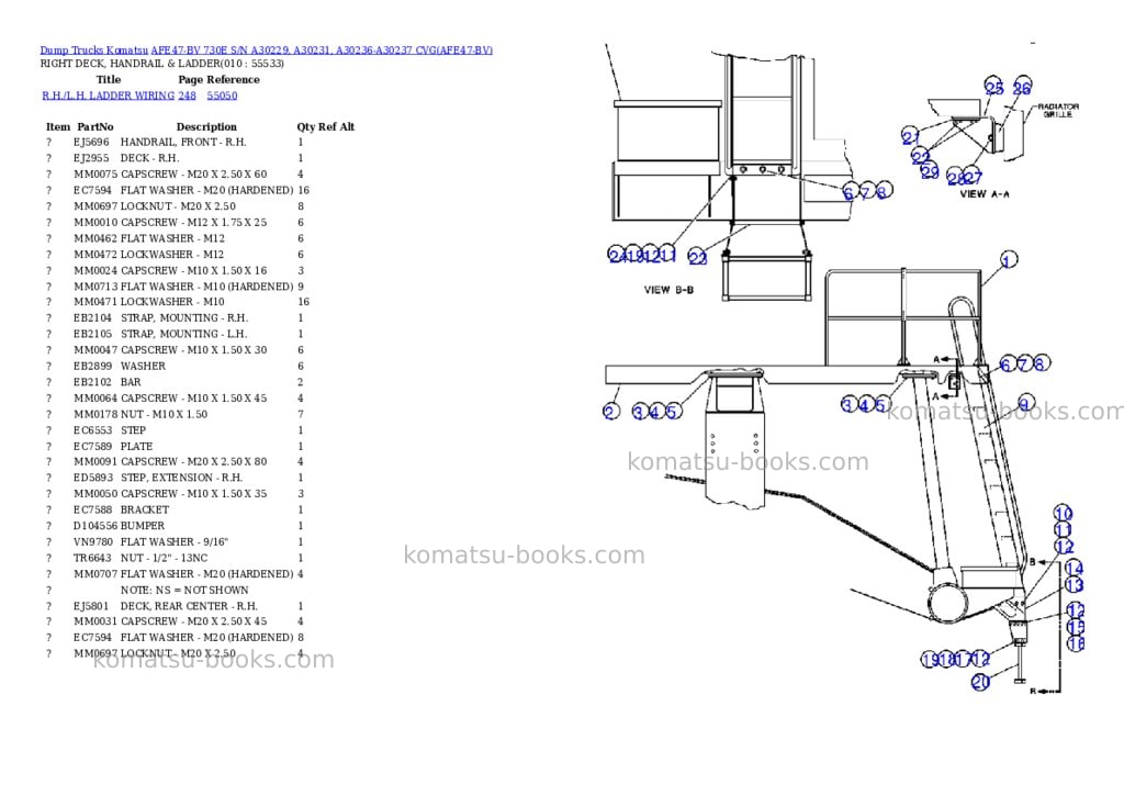Komatsu afe47-bv 730e s/n a30229, a30231, a30236-a30237 cvg Parts catalog cover Page 5