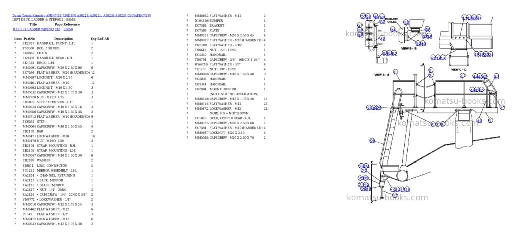 Komatsu afe47-bv 730e s/n a30229, a30231, a30236-a30237 cvg Parts catalog cover Page 6