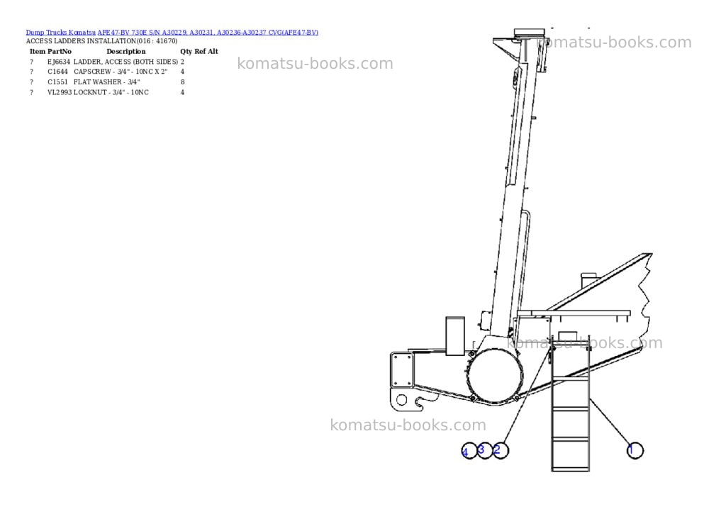 Komatsu afe47-bv 730e s/n a30229, a30231, a30236-a30237 cvg Parts catalog cover Page 7