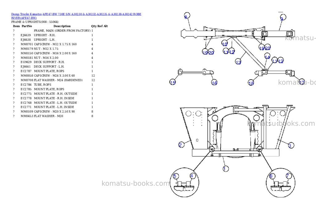 Komatsu afe47-bw 730e s/n a30230 & a30232-a30235 & a30238-a30242 robe river Parts catalog cover Page 4