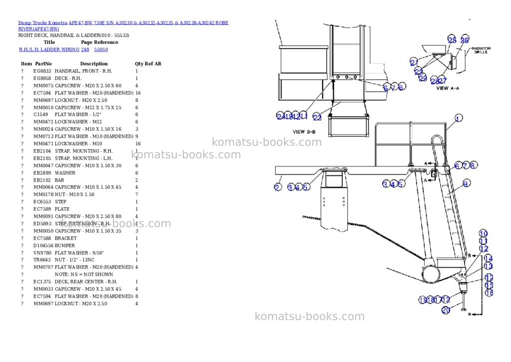 Komatsu afe47-bw 730e s/n a30230 & a30232-a30235 & a30238-a30242 robe river Parts catalog cover Page 5