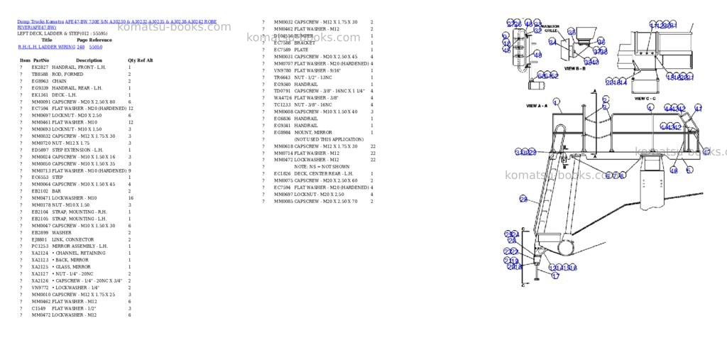 Komatsu afe47-bw 730e s/n a30230 & a30232-a30235 & a30238-a30242 robe river Parts catalog cover Page 6