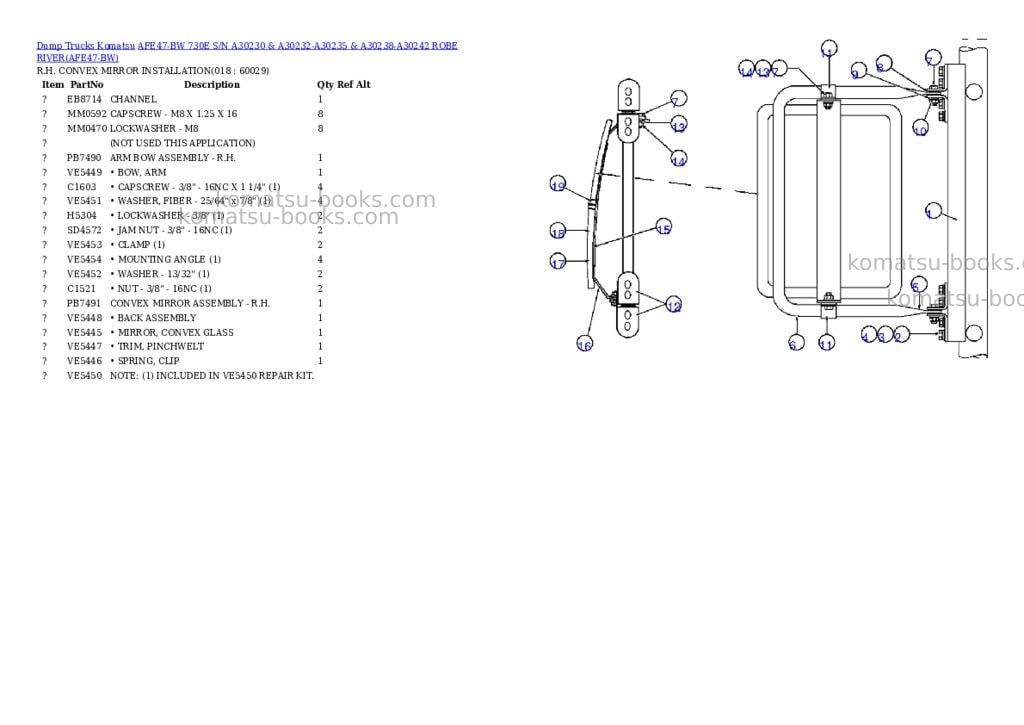 Komatsu afe47-bw 730e s/n a30230 & a30232-a30235 & a30238-a30242 robe river Parts catalog cover Page 8