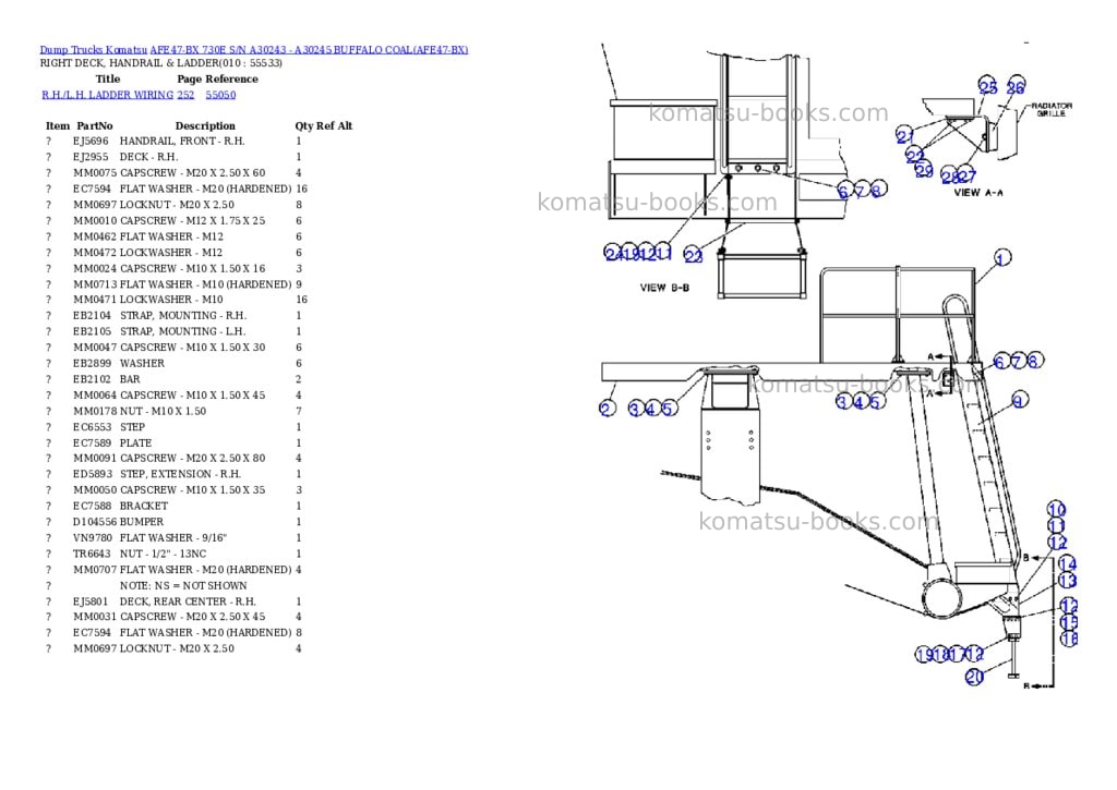 Komatsu afe47-bx 730e s/n a30243 - a30245 buffalo coal Parts catalog cover Page 5 Komatsu afe47-bx 730e s/n a30243 - a30245 buffalo coal Parts catalog cover Page 5
