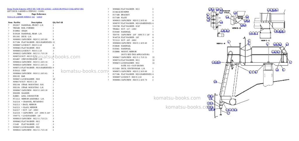 Komatsu afe47-bx 730e s/n a30243 - a30245 buffalo coal Parts catalog cover Page 6 Komatsu afe47-bx 730e s/n a30243 - a30245 buffalo coal Parts catalog cover Page 6