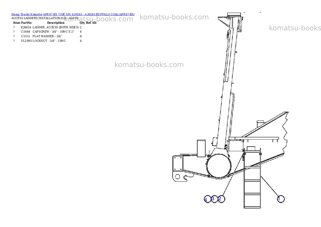 Komatsu afe47-bx 730e s/n a30243 - a30245 buffalo coal Parts catalog cover Page 7 Komatsu afe47-bx 730e s/n a30243 - a30245 buffalo coal Parts catalog cover Page 7