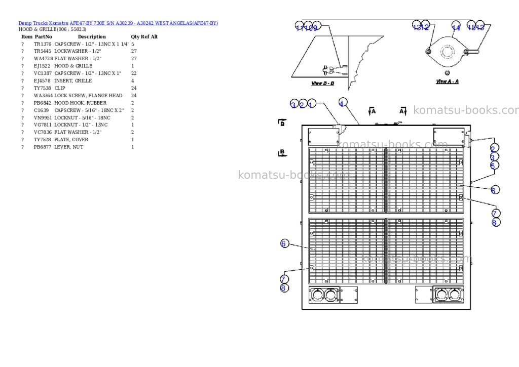 Komatsu afe47-by 730e s/n a30239 - a30242 west angelas Parts catalog cover Page 3