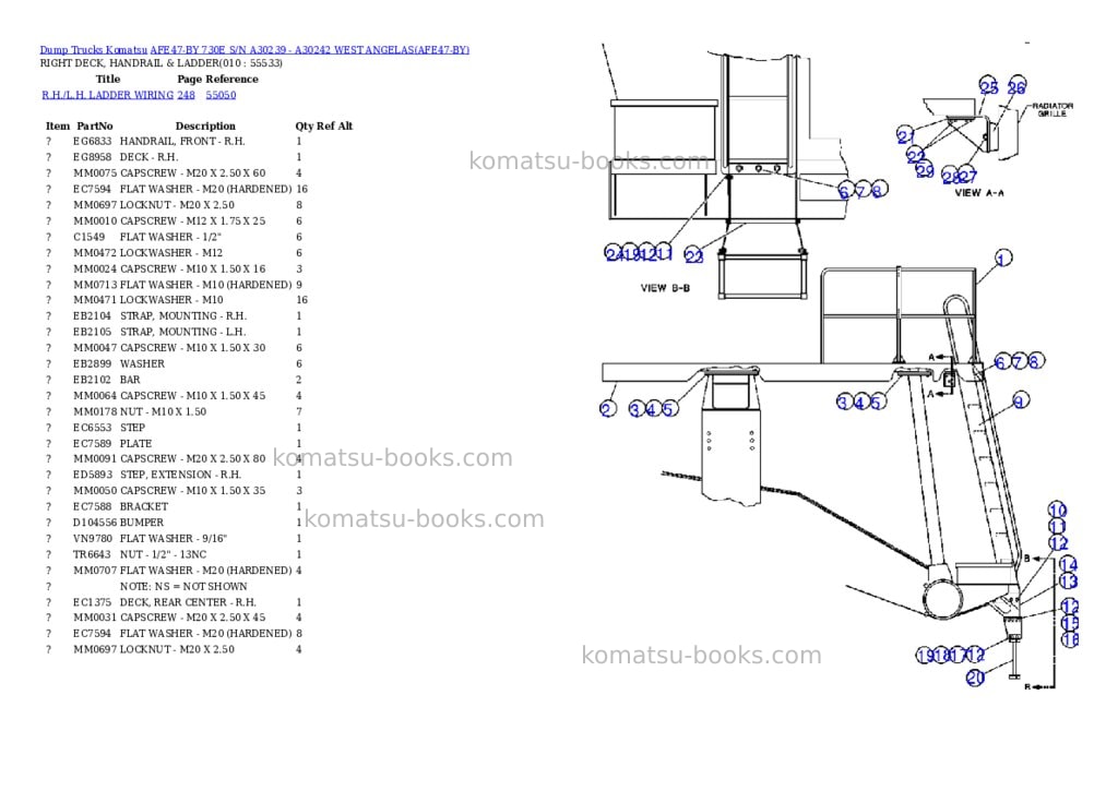 Komatsu afe47-by 730e s/n a30239 - a30242 west angelas Parts catalog cover Page 5