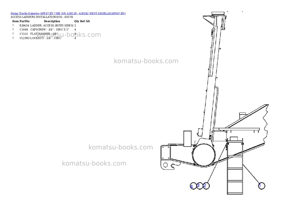 Komatsu afe47-by 730e s/n a30239 - a30242 west angelas Parts catalog cover Page 7