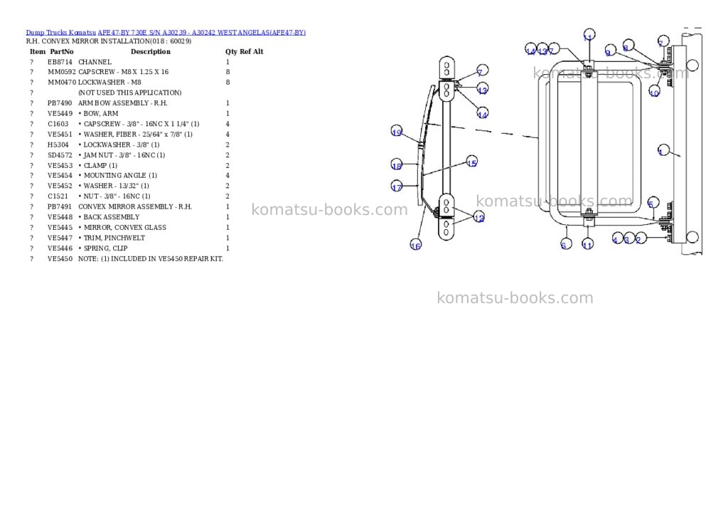 Komatsu afe47-by 730e s/n a30239 - a30242 west angelas Parts catalog cover Page 8