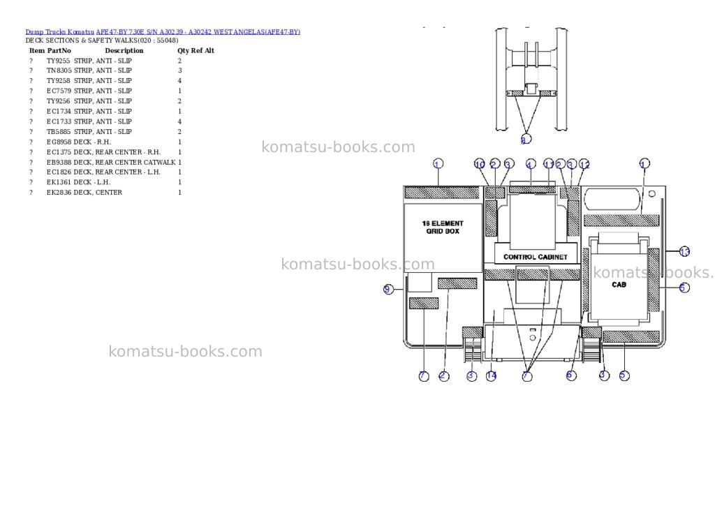Komatsu afe47-by 730e s/n a30239 - a30242 west angelas Parts catalog cover Page 9