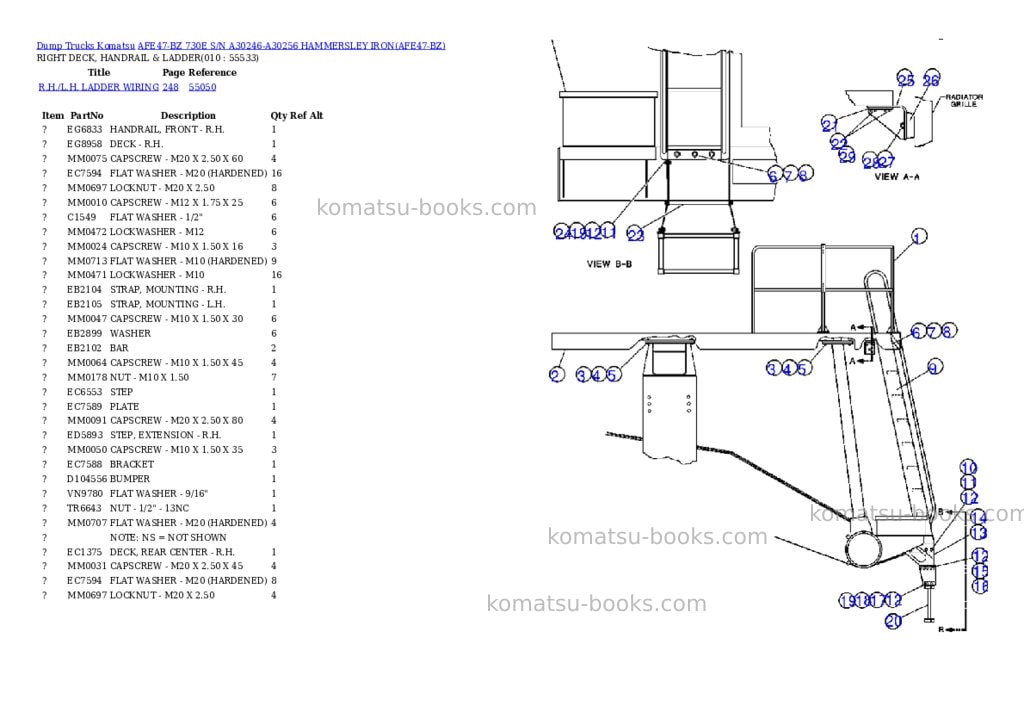 Komatsu afe47-bz 730e s/n a30246-a30256 hammersley iron Parts catalog cover Page 5