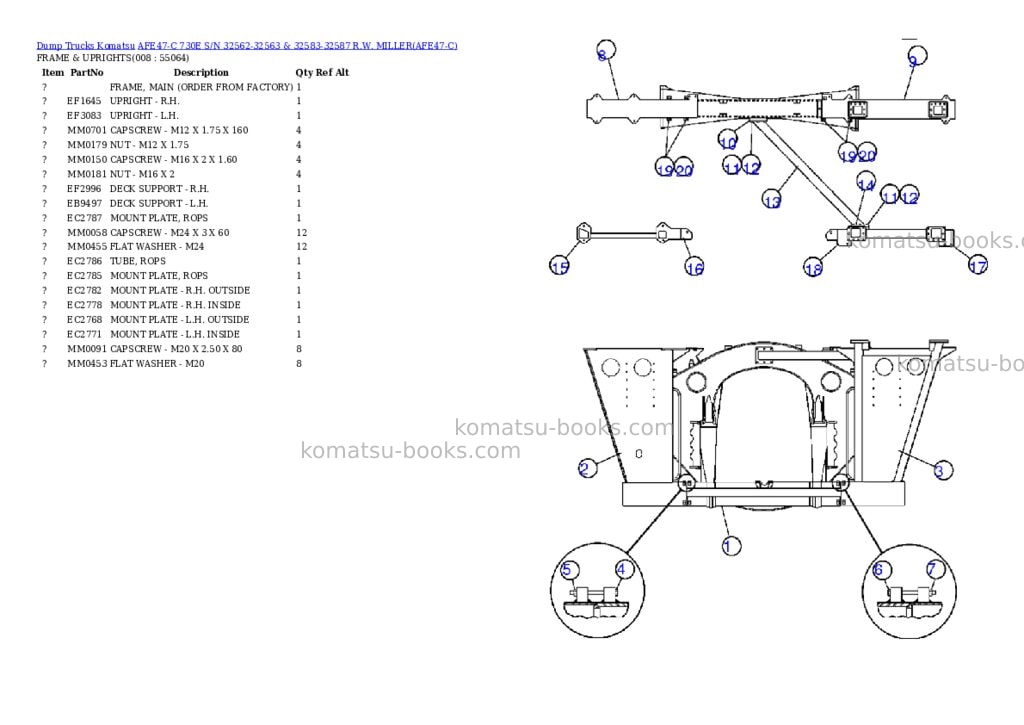 Komatsu afe47-c 730e s/n 32562-32563 & 32583-32587 r.w. miller Parts catalog cover Page 4 Komatsu afe47-c 730e s/n 32562-32563 & 32583-32587 r.w. miller Parts catalog cover Page 4