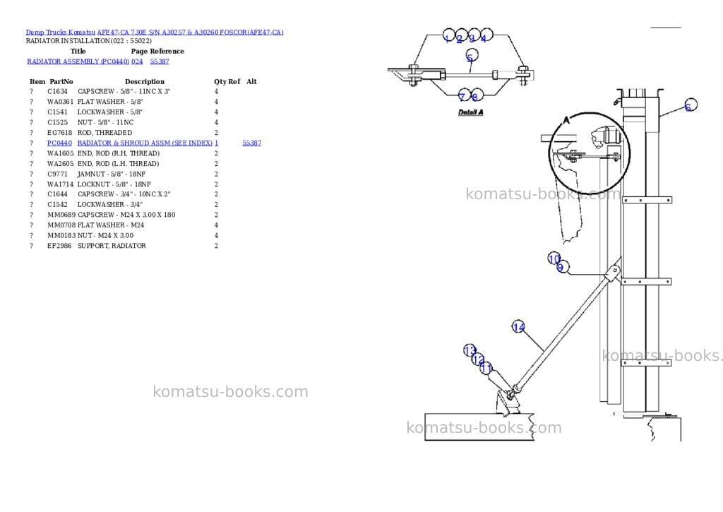 Komatsu afe47-ca 730e s/n a30257 & a30260 foscor Parts catalog cover Page 10