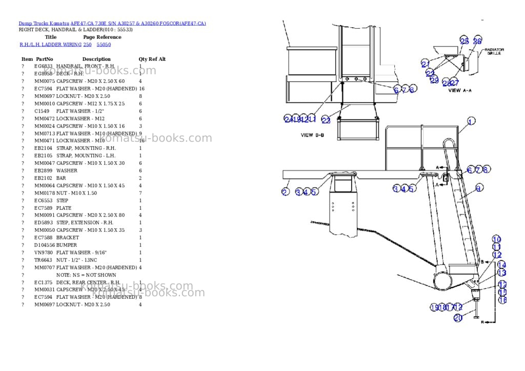 Komatsu afe47-ca 730e s/n a30257 & a30260 foscor Parts catalog cover Page 5