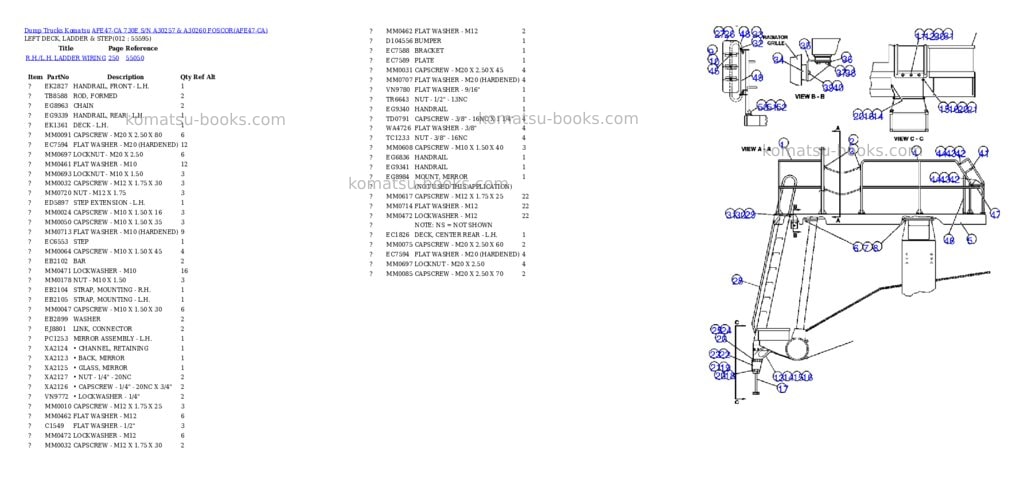 Komatsu afe47-ca 730e s/n a30257 & a30260 foscor Parts catalog cover Page 6