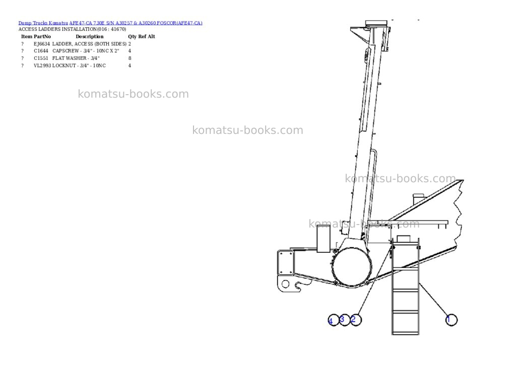 Komatsu afe47-ca 730e s/n a30257 & a30260 foscor Parts catalog cover Page 7