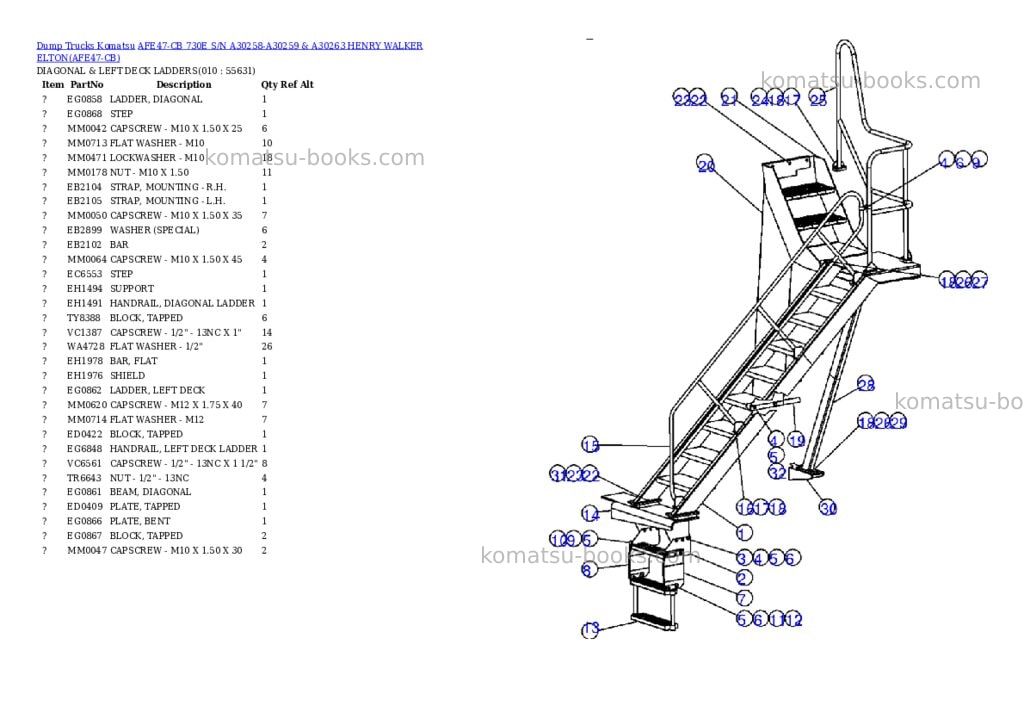 Komatsu afe47-cb 730e s/n a30258-a30259 & a30263 henry walker elton Parts catalog cover Page 5