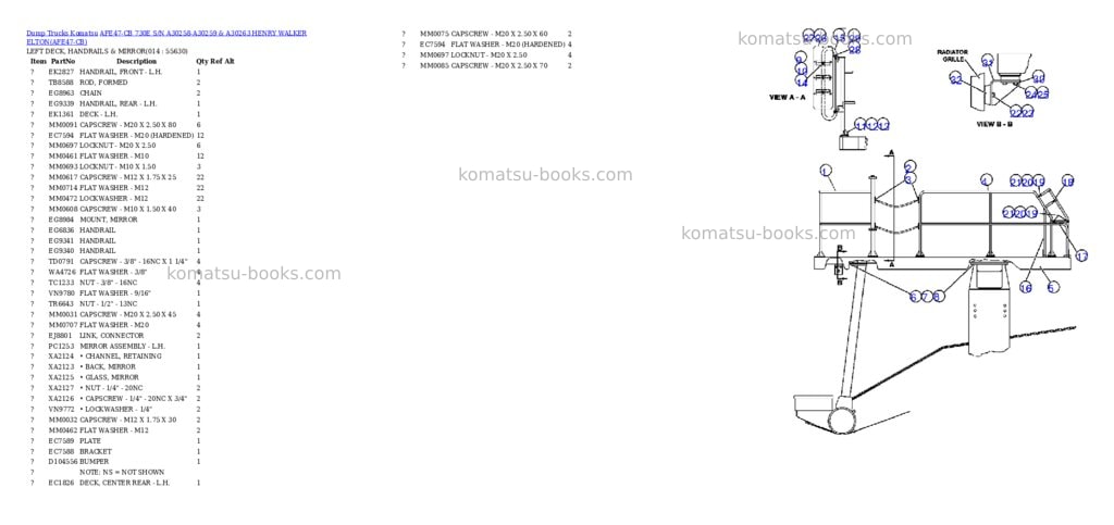 Komatsu afe47-cb 730e s/n a30258-a30259 & a30263 henry walker elton Parts catalog cover Page 7