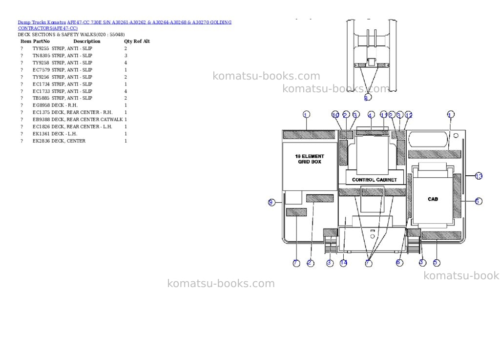 Komatsu afe47-cc 730e s/n a30261-a30262 & a30264-a30268 & a30270 golding contractors Parts catalog cover Page 10 Komatsu afe47-cc 730e s/n a30261-a30262 & a30264-a30268 & a30270 golding contractors Parts catalog cover Page 10