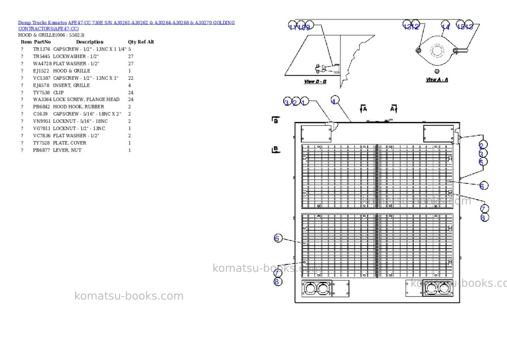 Komatsu afe47-cc 730e s/n a30261-a30262 & a30264-a30268 & a30270 golding contractors Parts catalog cover Page 3 Komatsu afe47-cc 730e s/n a30261-a30262 & a30264-a30268 & a30270 golding contractors Parts catalog cover Page 3