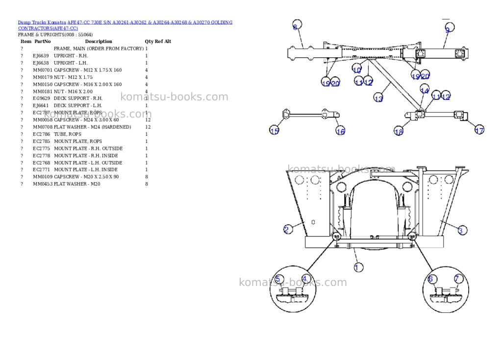 Komatsu afe47-cc 730e s/n a30261-a30262 & a30264-a30268 & a30270 golding contractors Parts catalog cover Page 4 Komatsu afe47-cc 730e s/n a30261-a30262 & a30264-a30268 & a30270 golding contractors Parts catalog cover Page 4