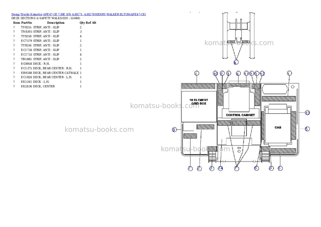 Komatsu afe47-ce 730e s/n a30271- a30278 henry walker elton Parts catalog cover Page 10