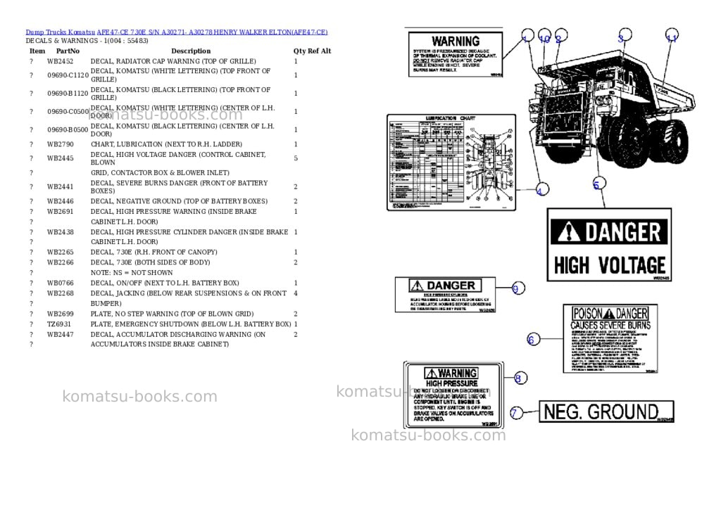 Komatsu afe47-ce 730e s/n a30271- a30278 henry walker elton Parts catalog cover Page 2