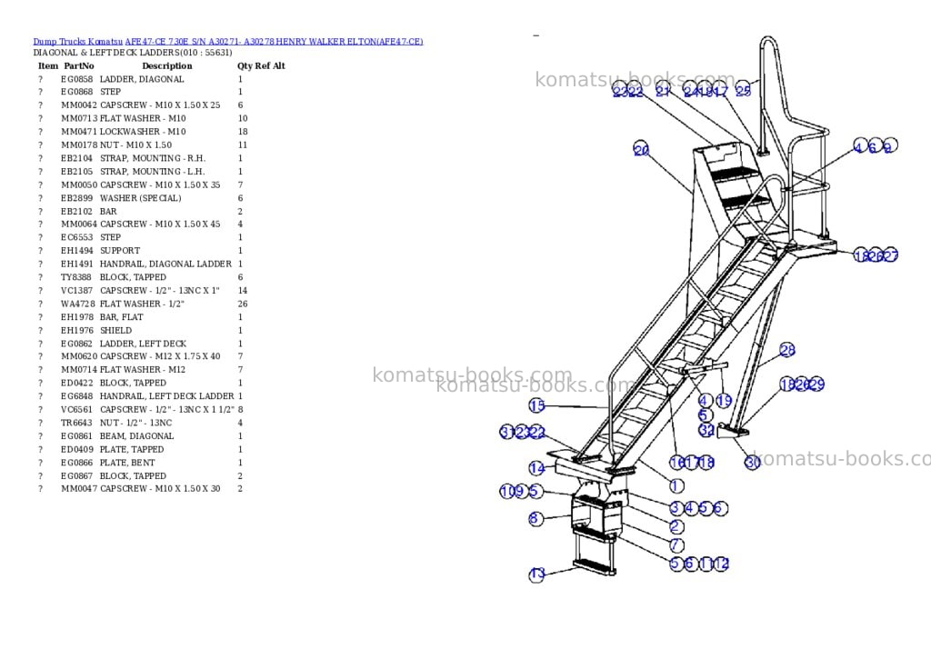 Komatsu afe47-ce 730e s/n a30271- a30278 henry walker elton Parts catalog cover Page 5