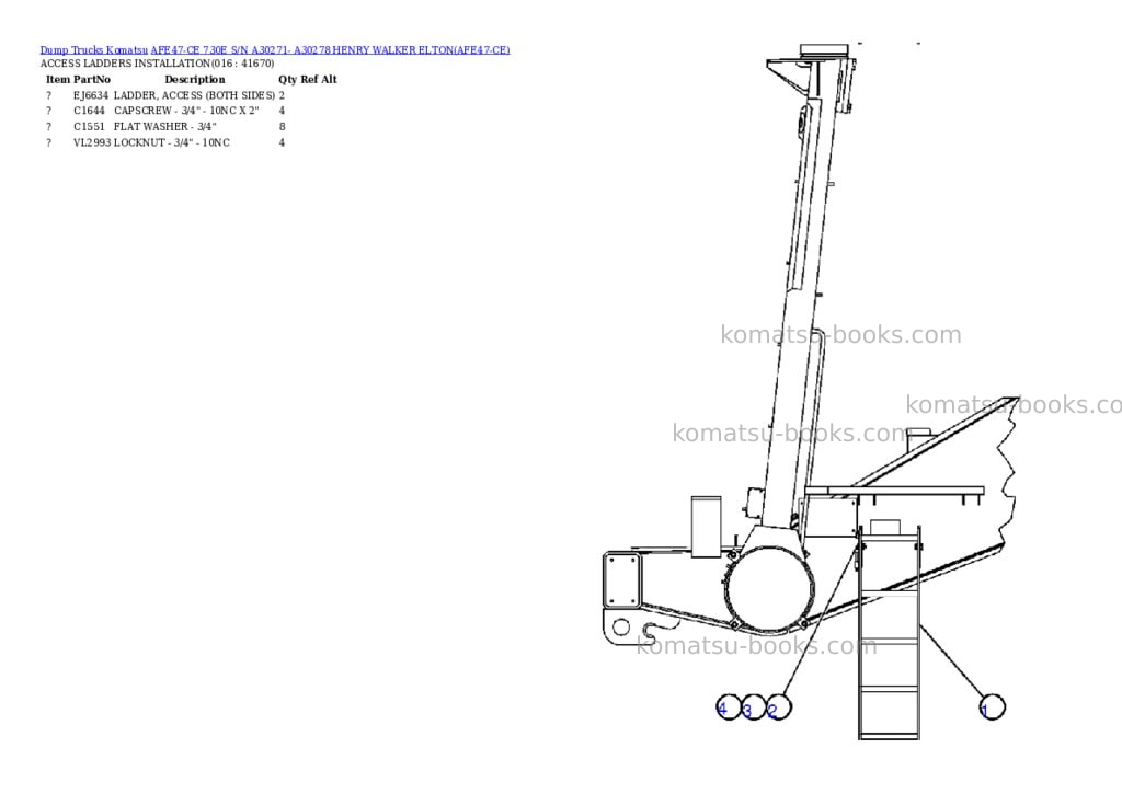 Komatsu afe47-ce 730e s/n a30271- a30278 henry walker elton Parts catalog cover Page 8