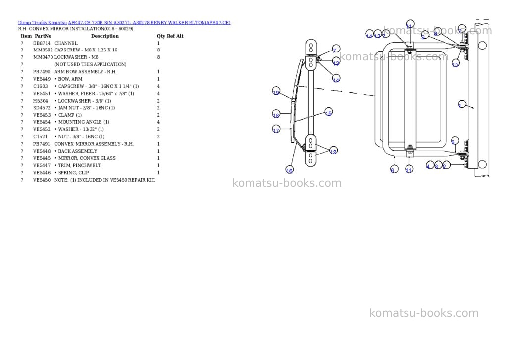 Komatsu afe47-ce 730e s/n a30271- a30278 henry walker elton Parts catalog cover Page 9